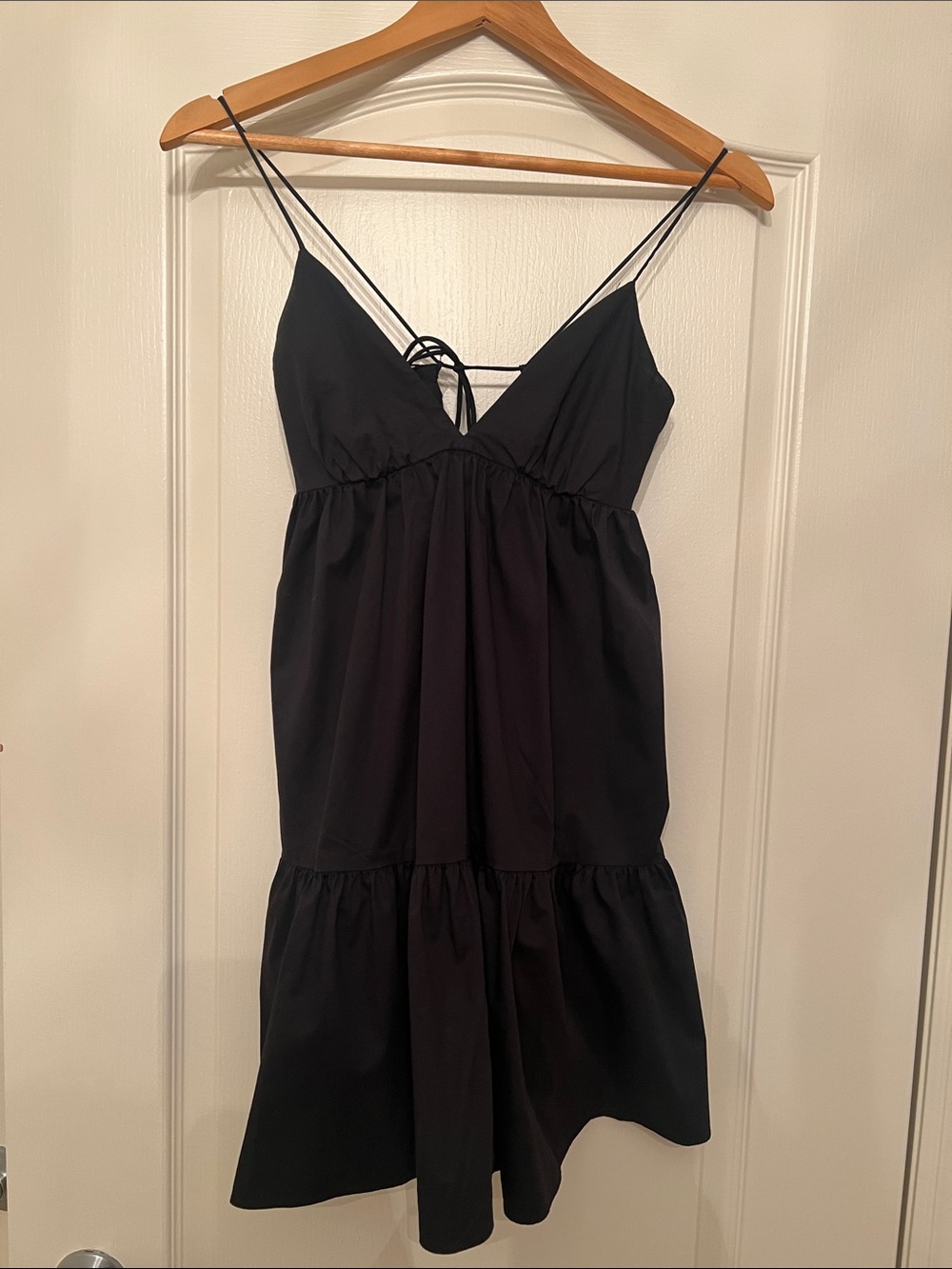 Zara Black Spaghetti-Strap Tie Back Dress Size Small